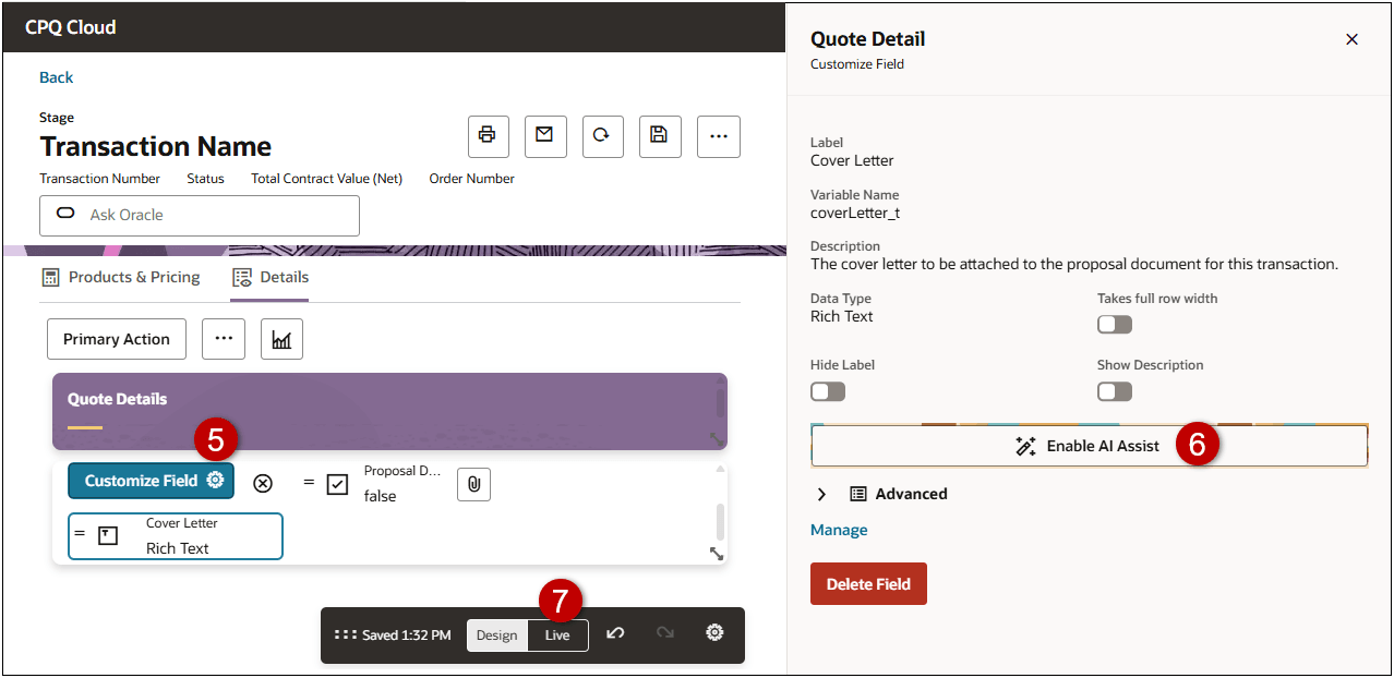 Enable re-write assist for rich text attribute