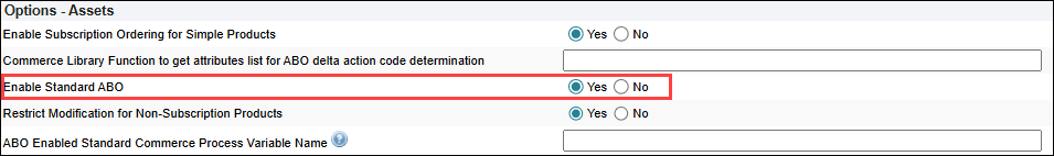 Asset Settings for Standard ABO