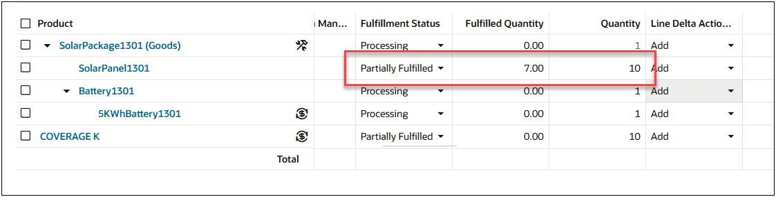 Partial Fulfillment Example