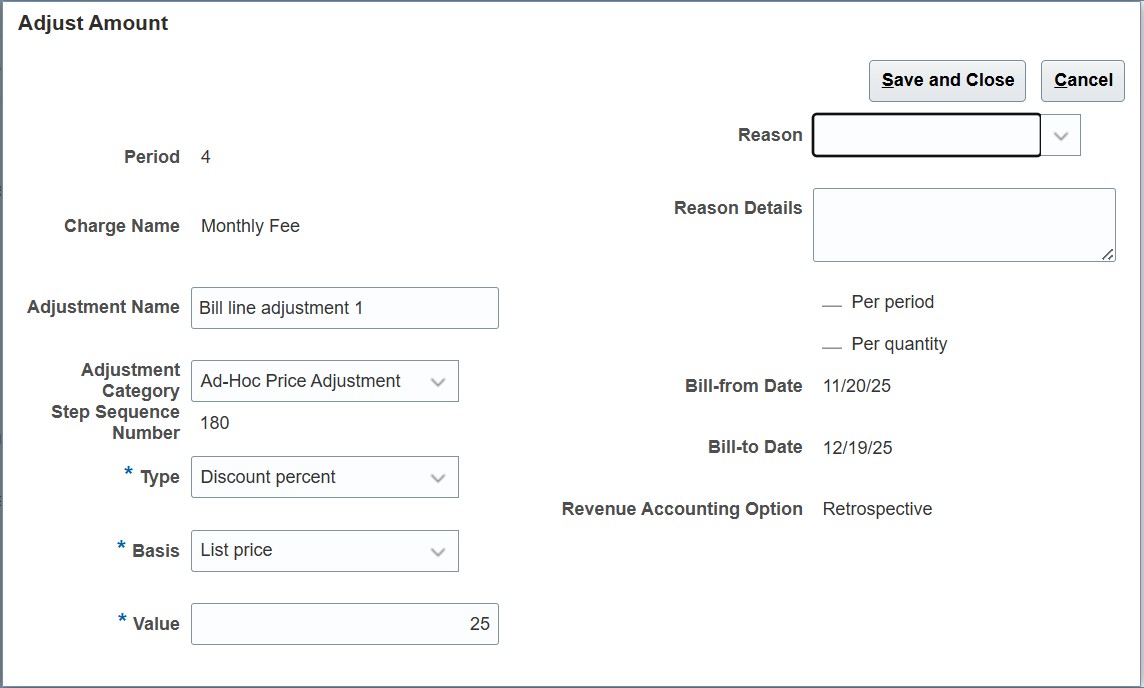 Bill Line Adjustment