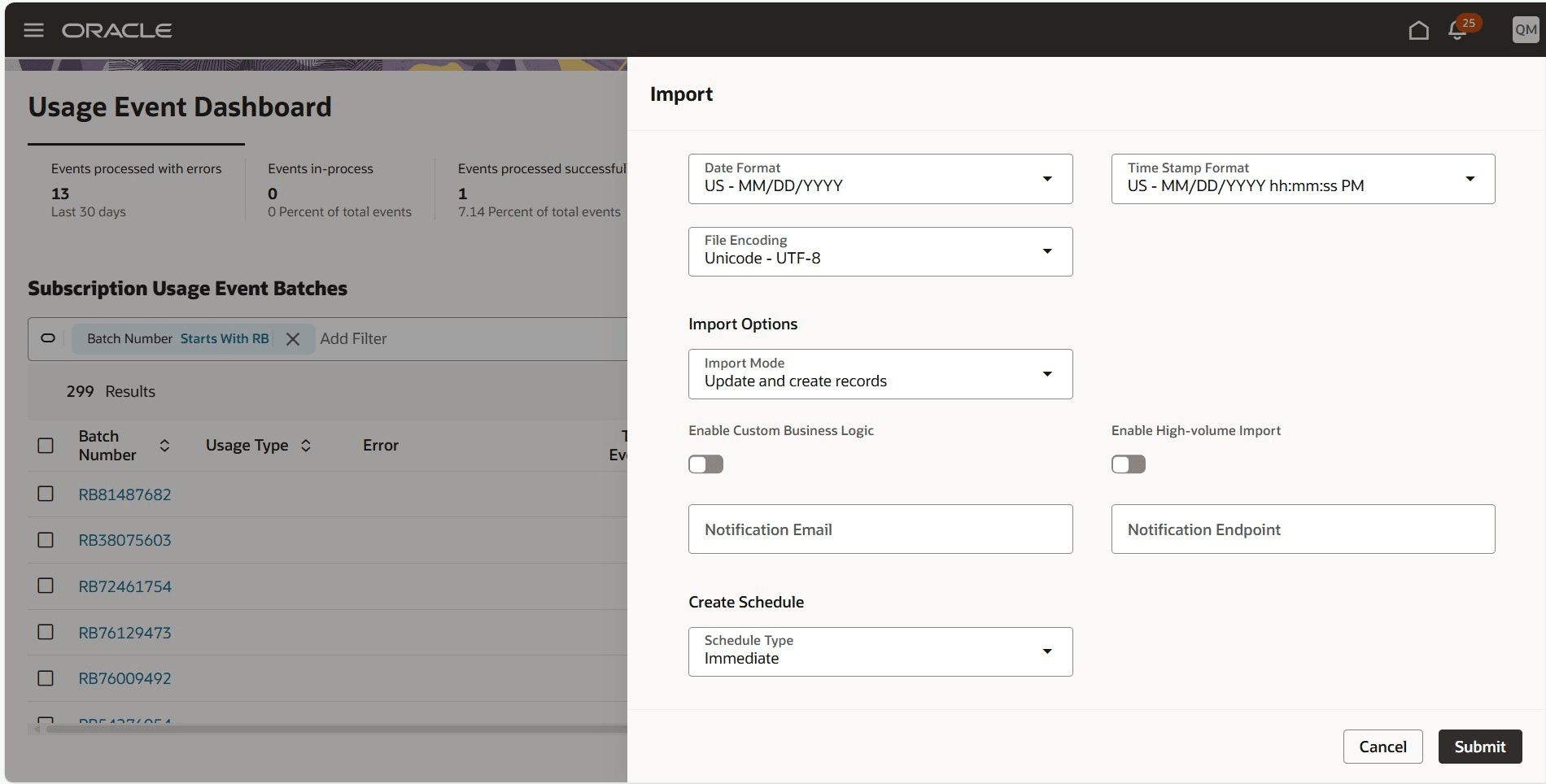 Advanced Options in Import