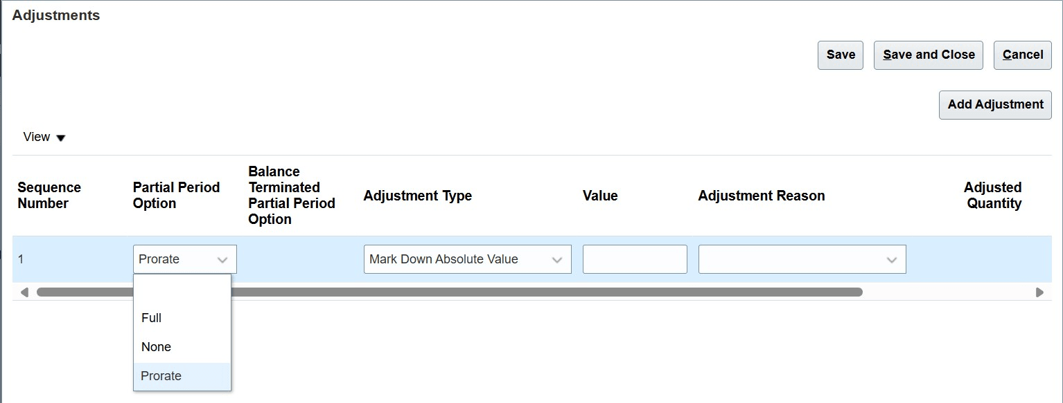 Adjustment in Balance Register