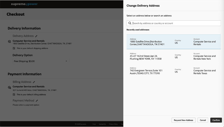 Address Panel - Checkout
