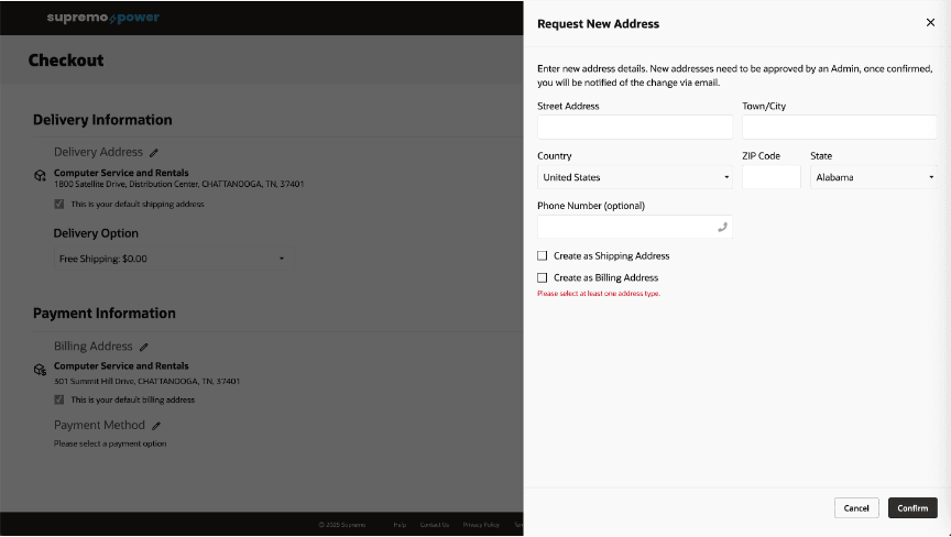 Request Address - Checkout