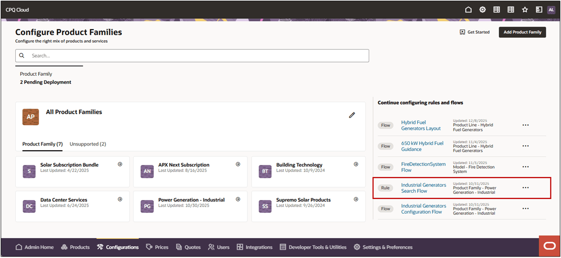 Quick access configuration rules