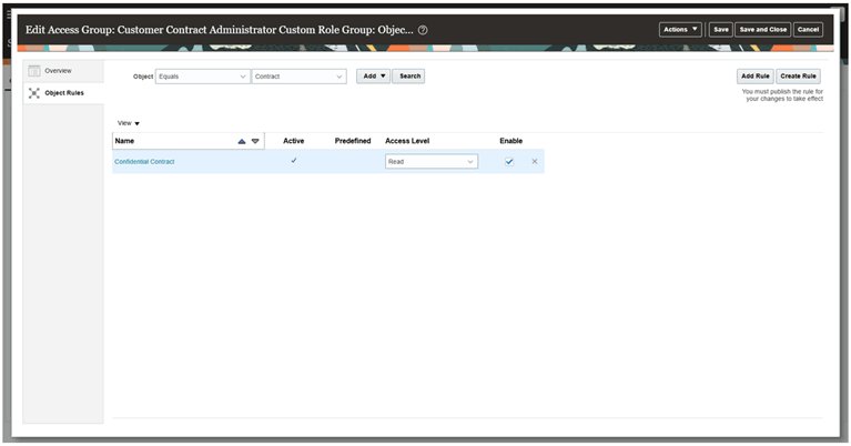 Saving and Publishing the created rule