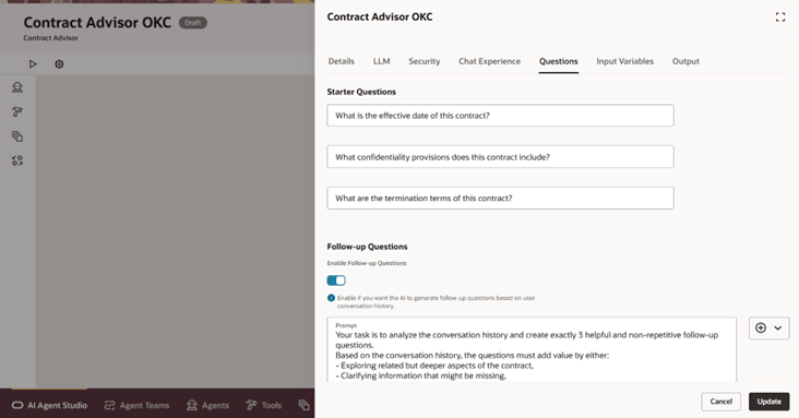 Customize Starter Questions