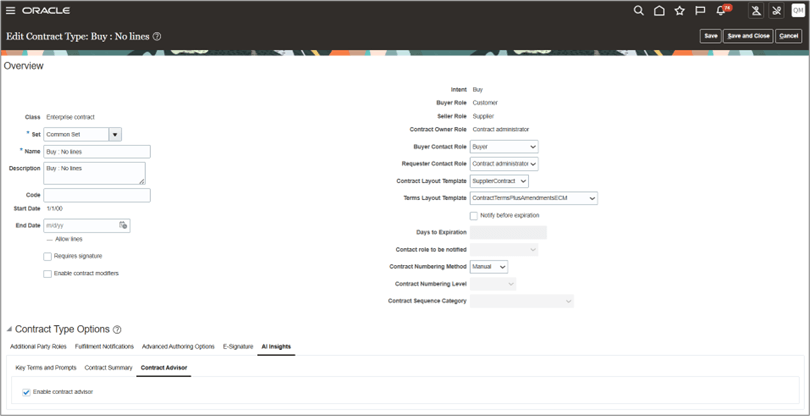 Manage Contract Type UI Setup