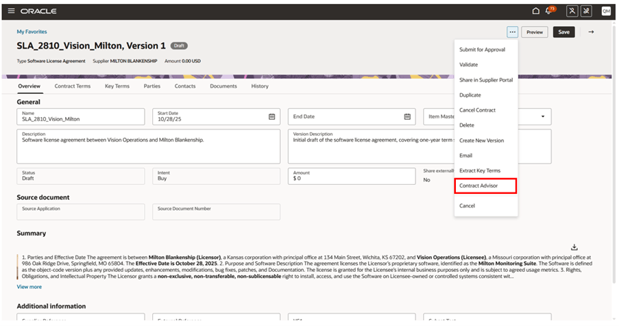 Contract Advisor Custom Smart Action