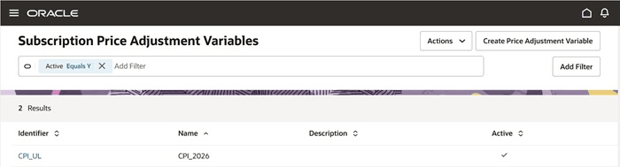 Subscription Price Adjustment Variables
