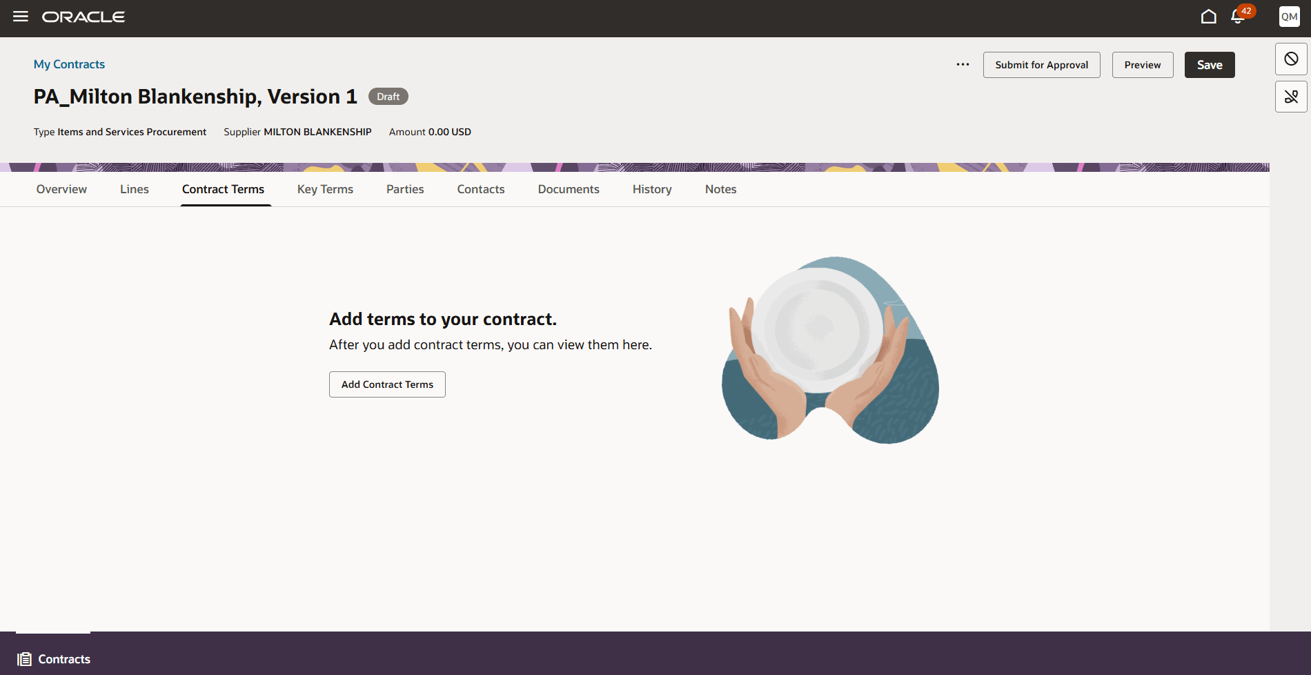 Contract Terms Empty State