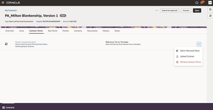 Supported Actions for Word Documents