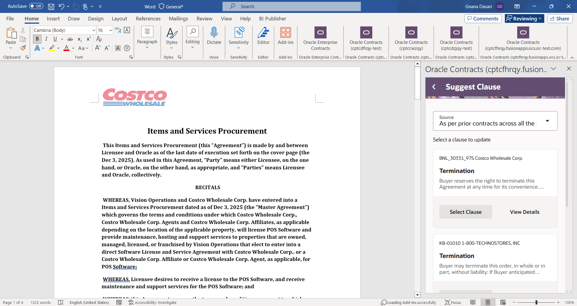 As per Prior Contracts across Parties