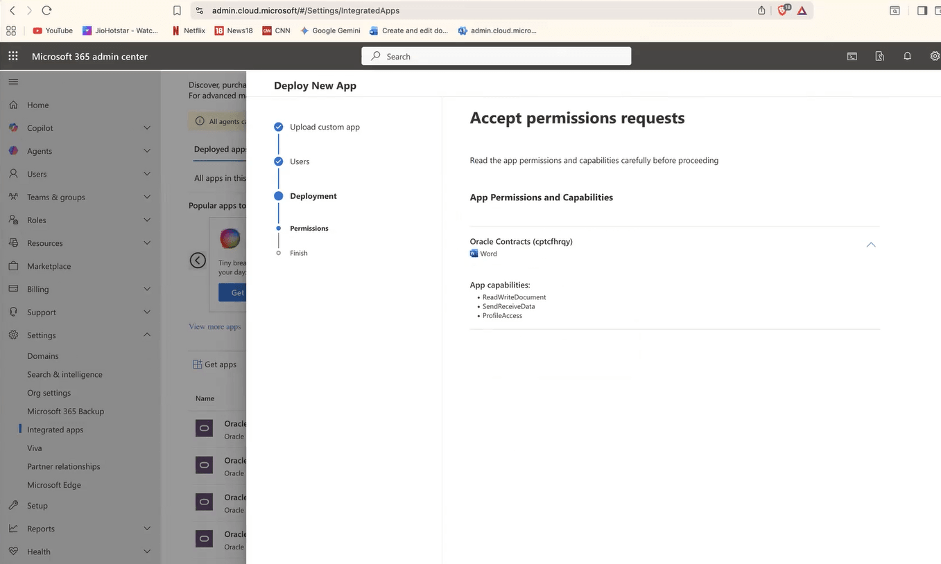 Accept permission requests - Deployment