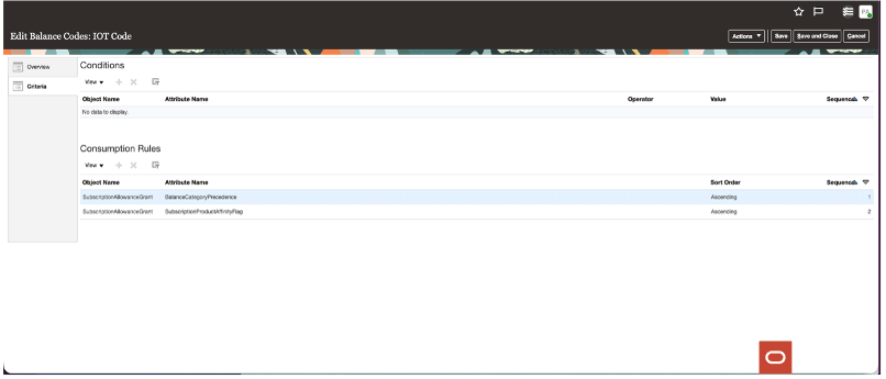 Balance Code Consumption Rules