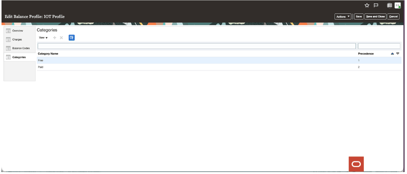 Balance Profile Categories