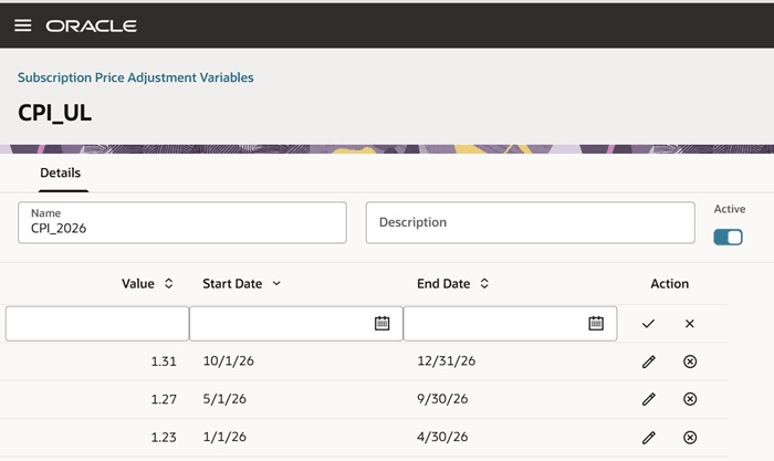 Subscription Price Adjustment Variables