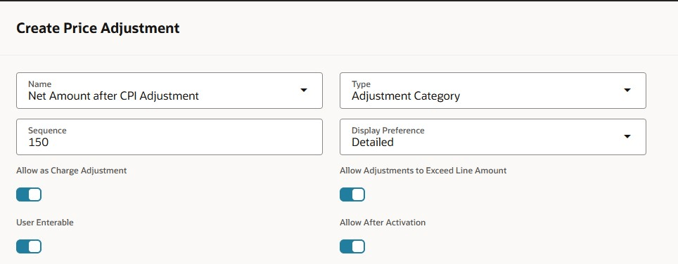 Creating a new price adjustment category