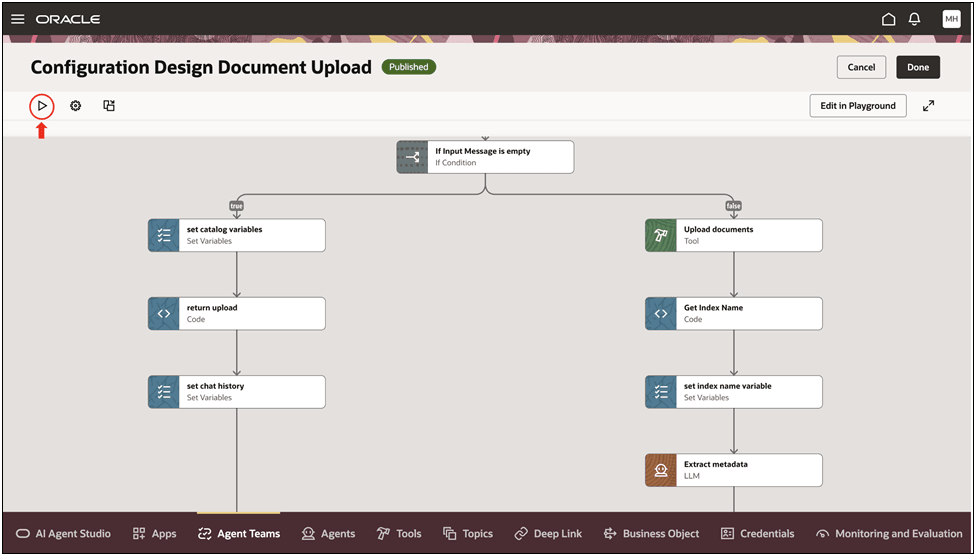 Configuration Design Document Upload - Debug Icon