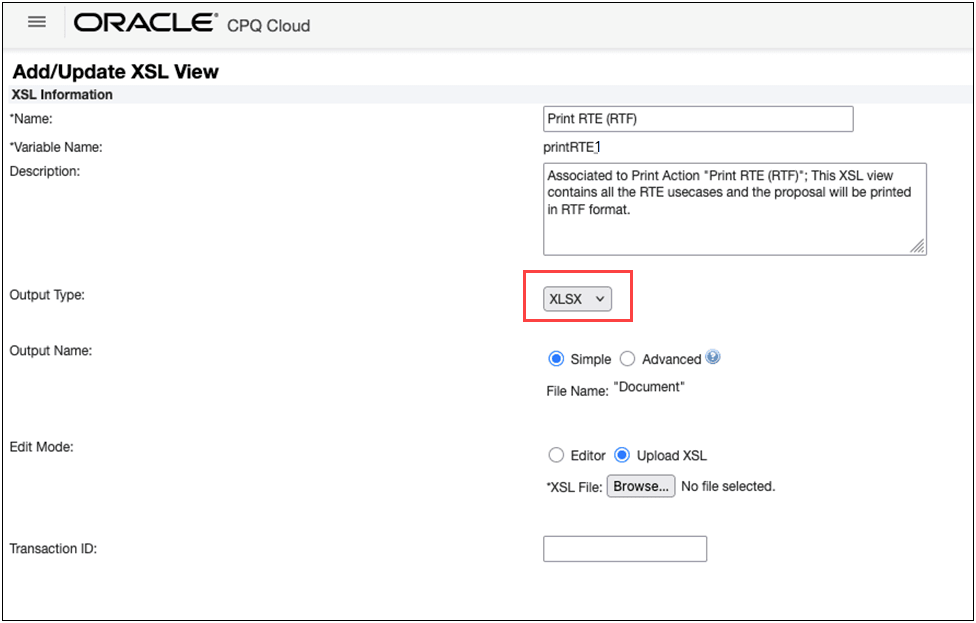 Generate Proposal as .XSLX Ouput Format