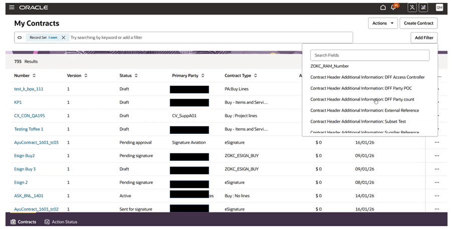 Descriptive Flexfields under Add Filter
