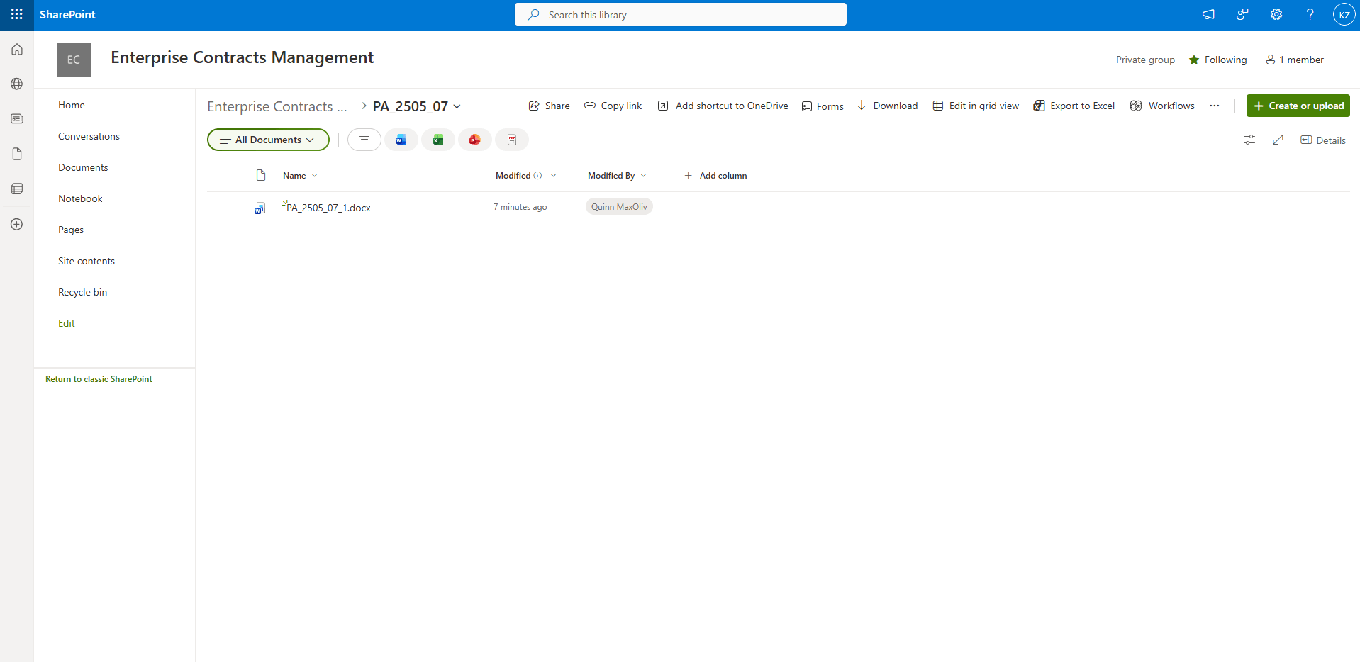 Terms posted in SharePoint Folder under the configured Site