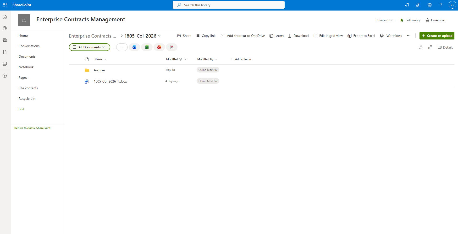 Archive Folder for preserving past collaboration Files