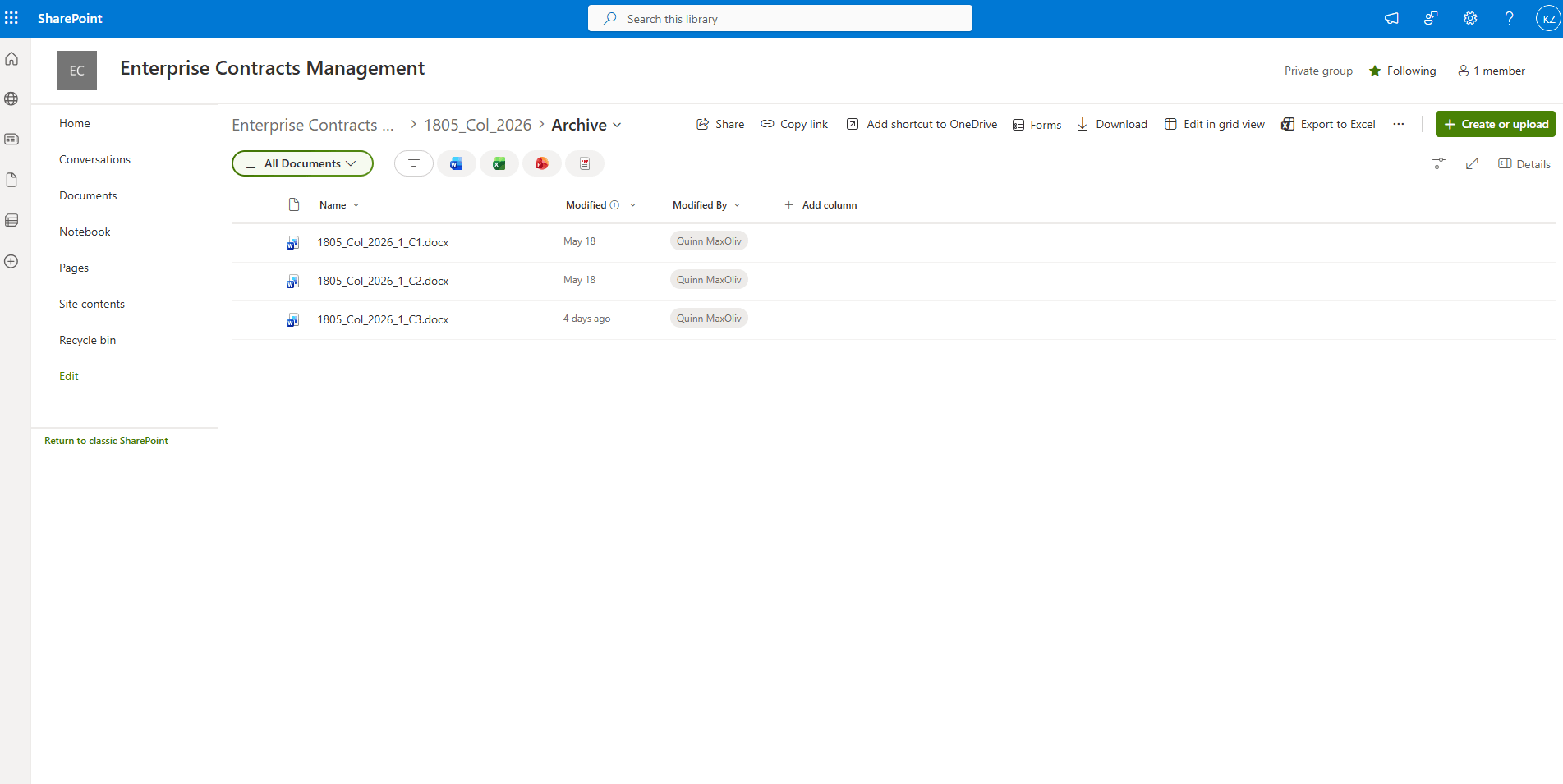 Past Collaboration Files under Archive Folder