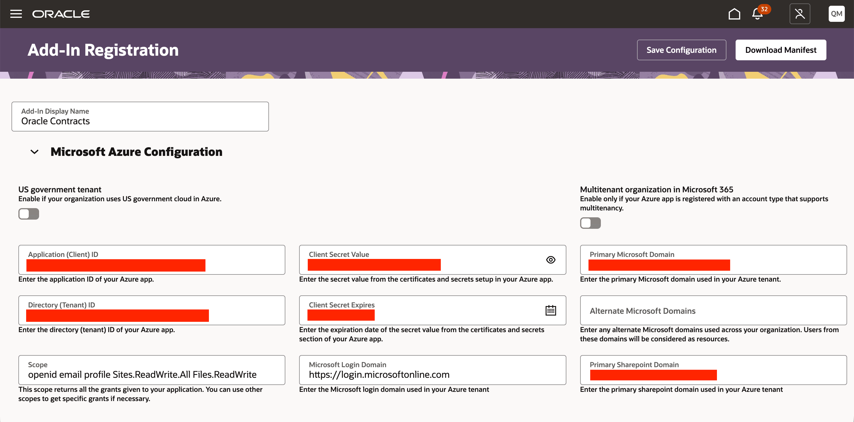 Configuration in Application Composer 