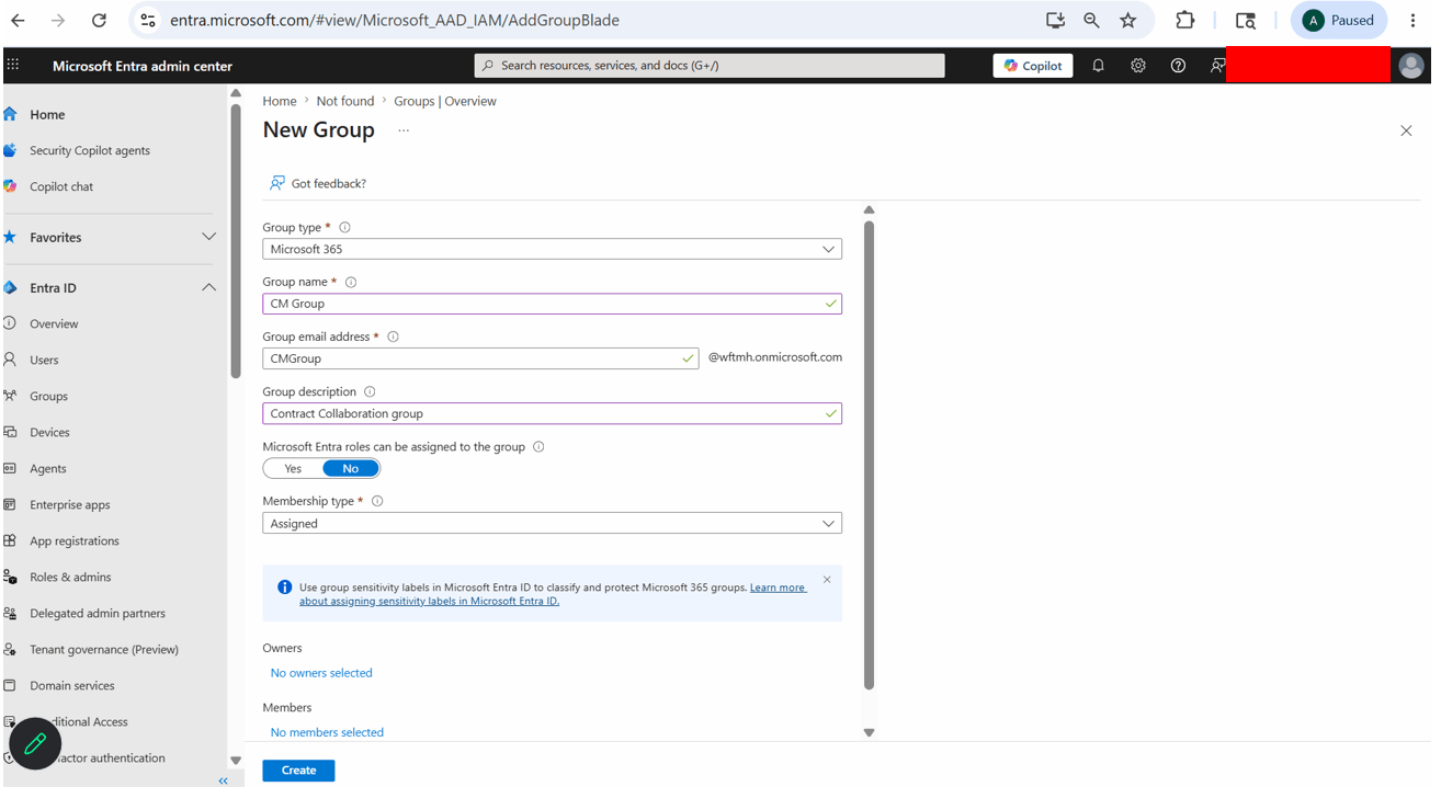 Enter Group Creation Details