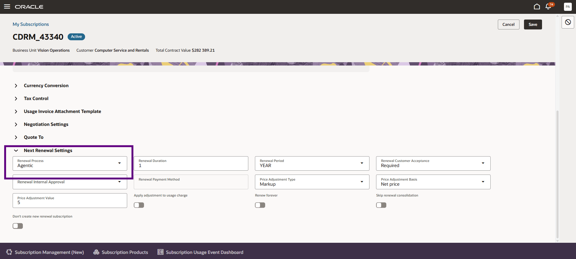 Subscription Agentic Renewal Process