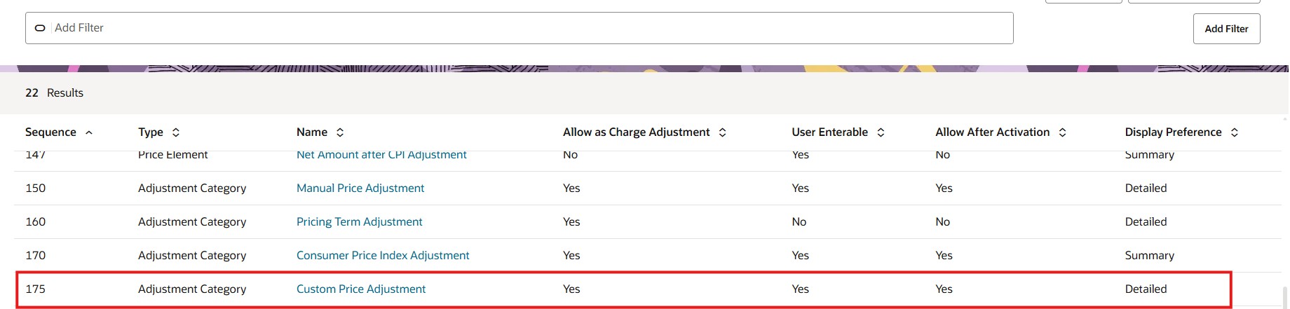 New Price Adjustment Category