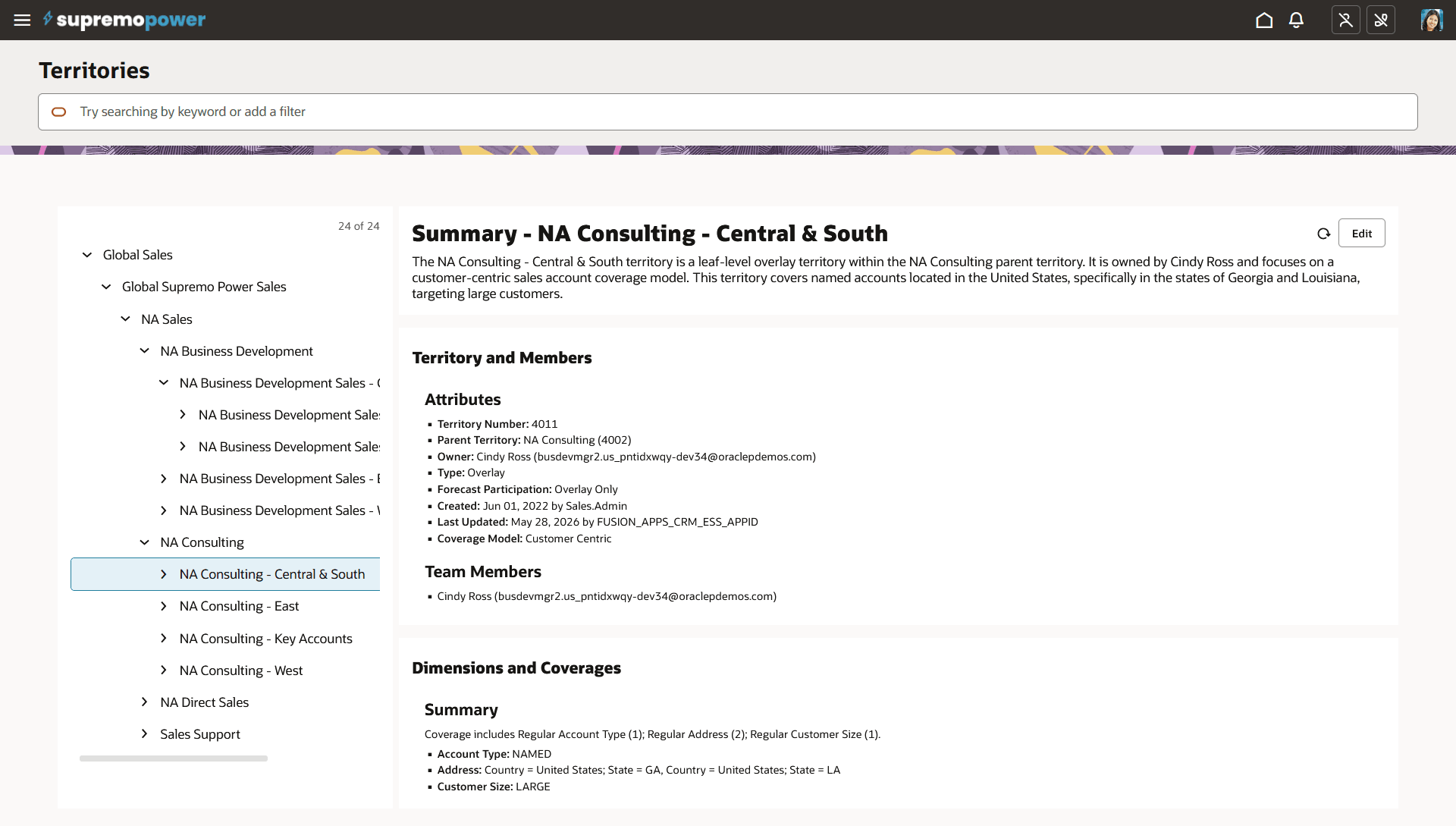 Browse Territories in Redwood User Experience