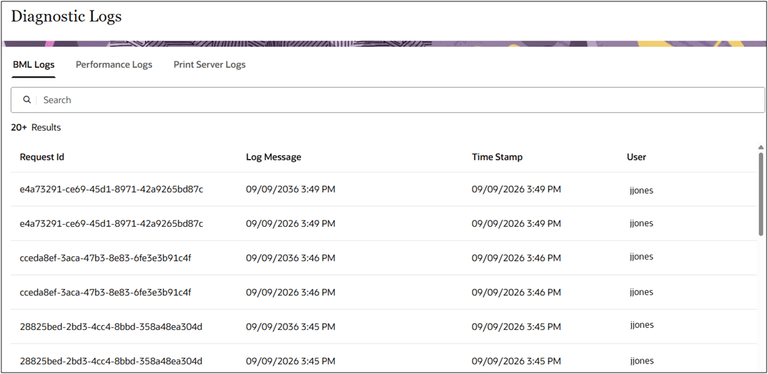 Diagnostic Logs - BML Example