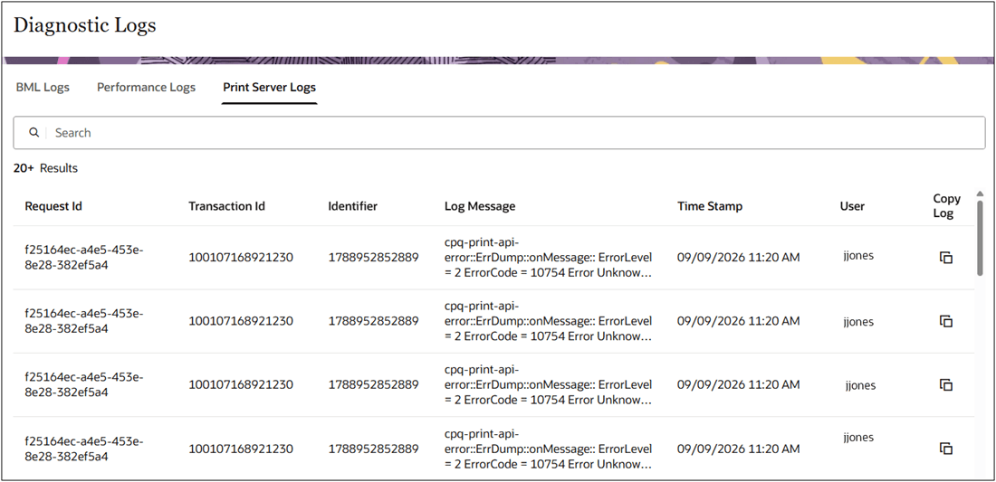 Diagnostic Logs - Print Server Example