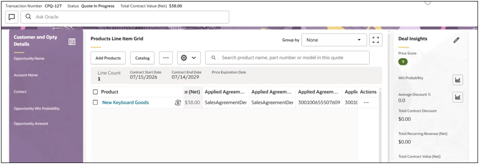 Sales Agreement and Fusion Pricing