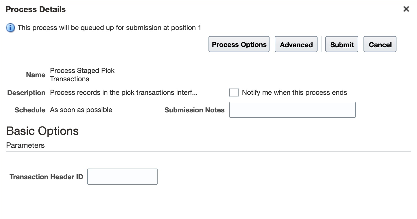Process Staged Pick Transactions