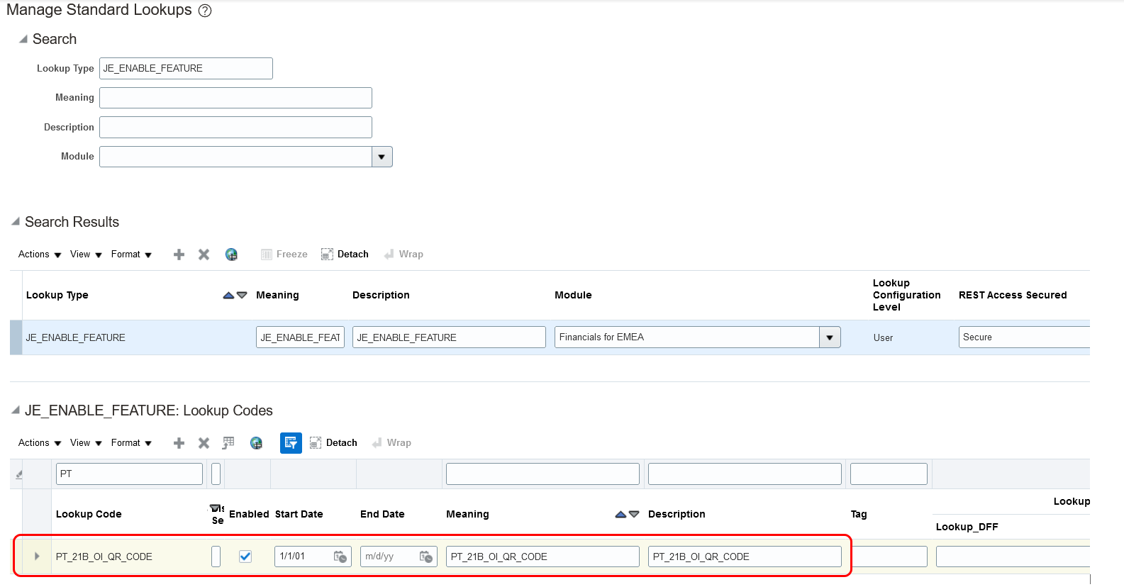 Manage Standard Lookups