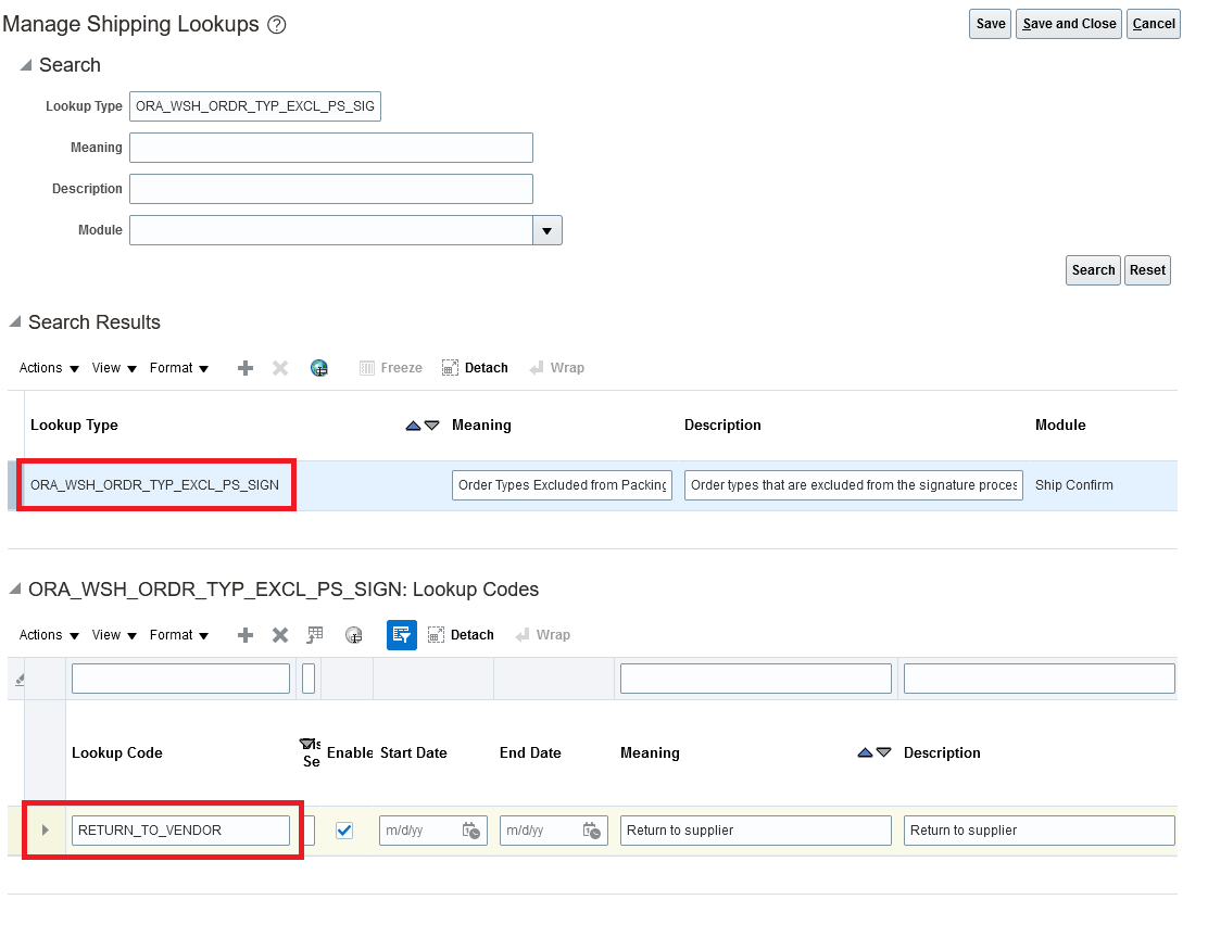 Exclude Return to Vendor Shipments from the Packing Slip Signature Process