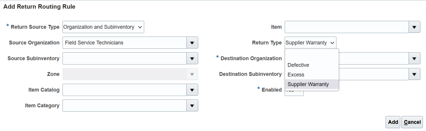 Manage Return Routing Rule