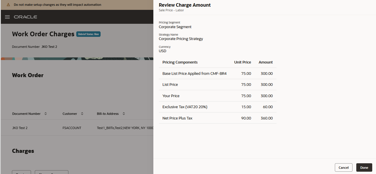 Field Service Charges with Sales Taxes - Redwood