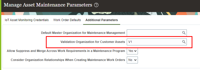 Manage Asset Maintenance Parameters
