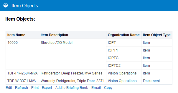 OTBI Report Showing Item Object Type