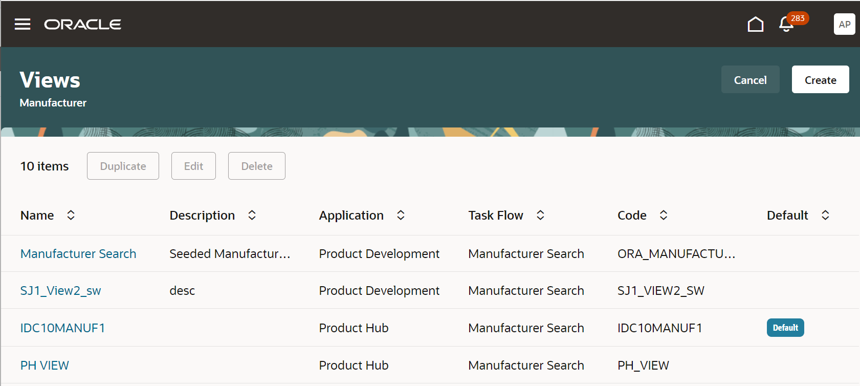 Search Views for Manufacturer