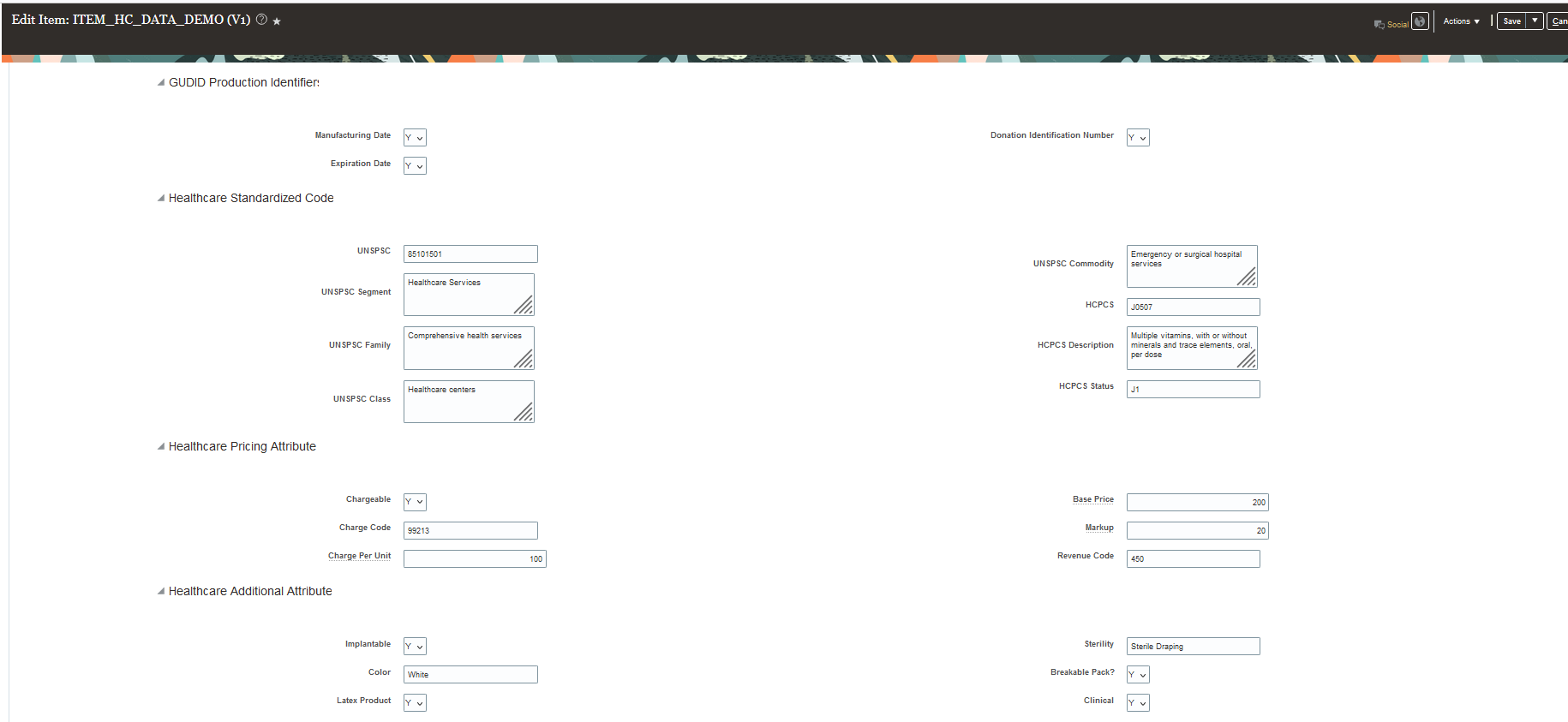 Healthcare and Medical Devices Attributes on Item UI