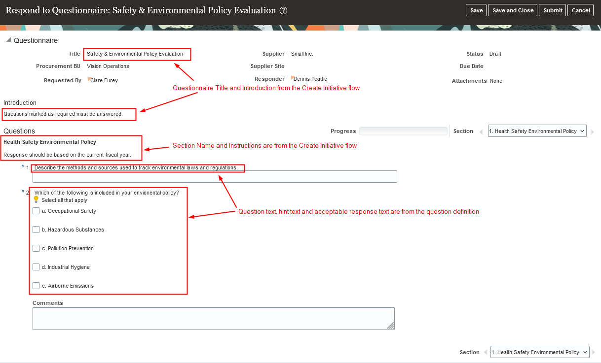 Respond to Questionnaire
