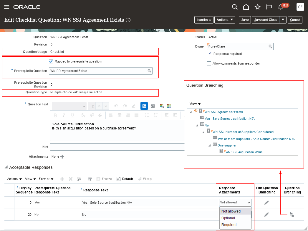 Create Mapped Checklist Questions with Follow-up Questions