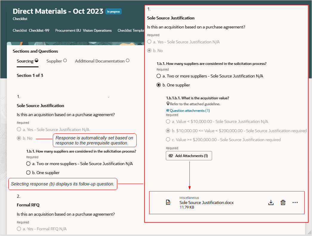 Capture Attachments based on Question Response