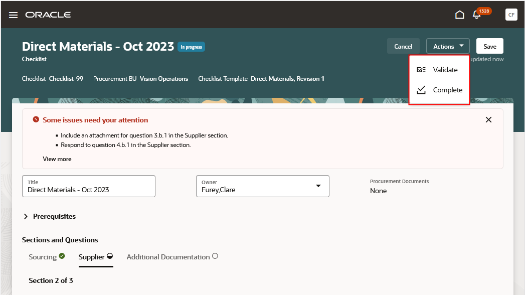 Validate Checklist