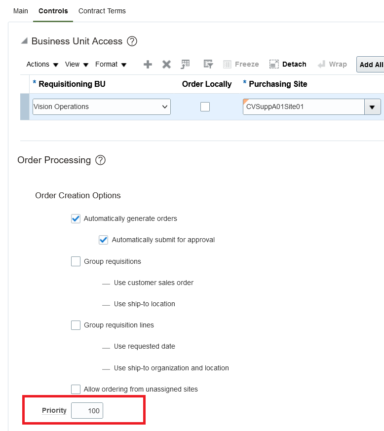 Assign Priority to a Blanket Purchase Agreement